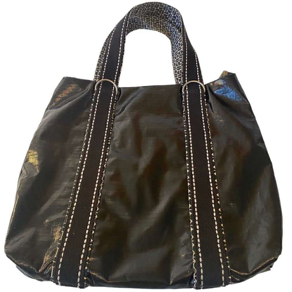 Fossil Extra Large Black Vinyl Tote. Cool Retro Look w/tons of storage! - Picture 2 of 7